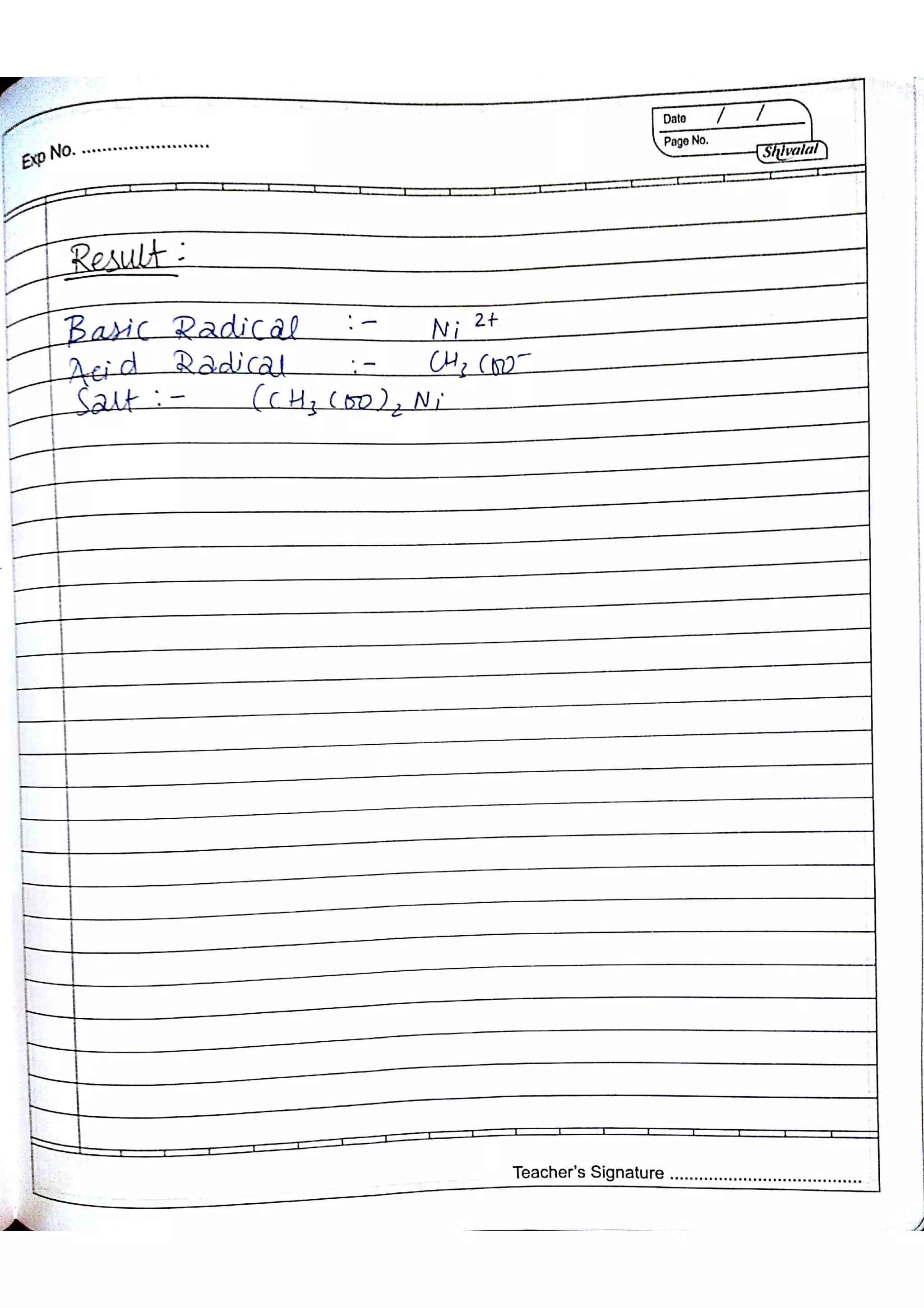 Chemistry Practical Record Class 12th