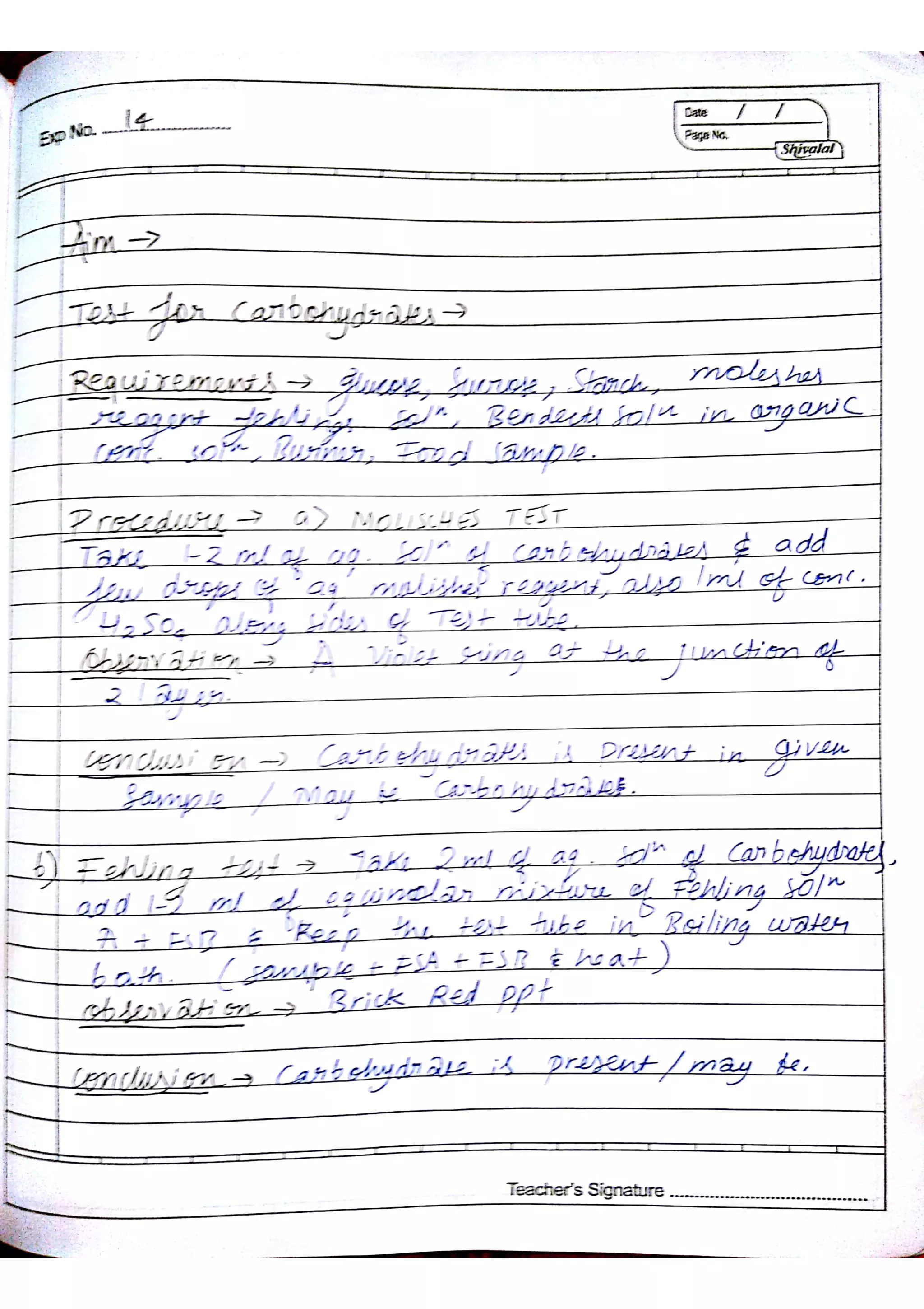 Chemistry Practical Record Class 12th