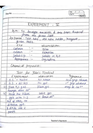 Chemistry Practical Record Class 12th