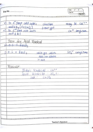 Chemistry Practical Record Class 12th