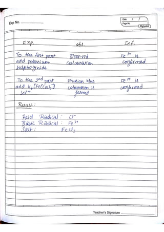 Chemistry Practical Record Class 12th
