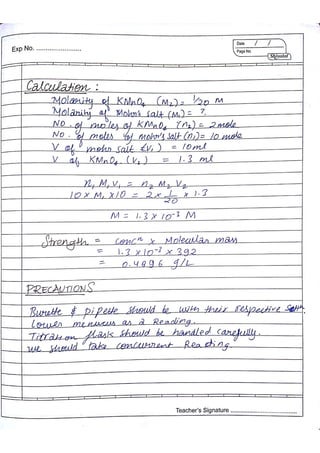 Chemistry Practical Record Class 12th