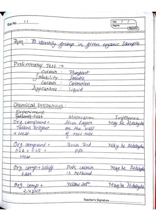 Chemistry Practical Record Class 12th