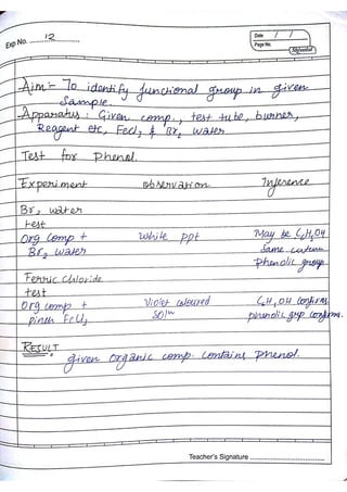Chemistry Practical Record Class 12th
