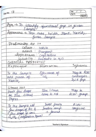 Chemistry Practical Record Class 12th