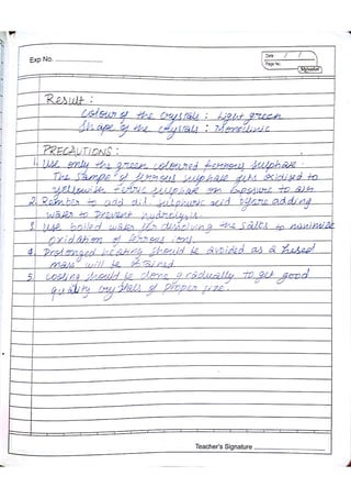 Chemistry Practical Record Class 12th