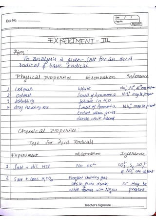 Chemistry Practical Record Class 12th