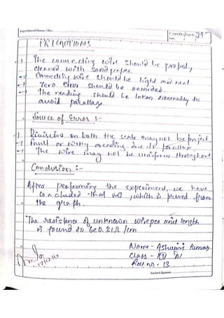 Class 12 physics practicals (Experiments) 2019-20 | PDF