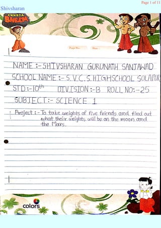 Ssc Project S1 project for class 10th ssc (to take masses of your classmates and to ...
