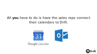 All you have to do is have the sales reps connect
their calendars to Drift.
 