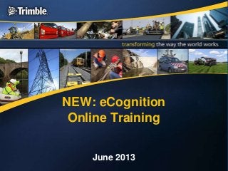 NEW: eCognition
Online Training
June 2013
 