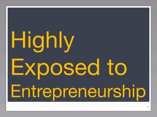 Highly
Exposed to
Entrepreneurship
               14
 