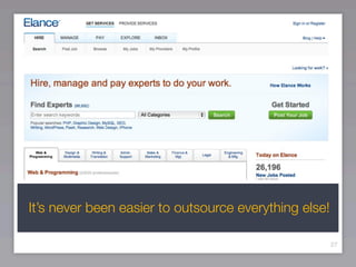It’s never been easier to outsource everything else!

                                                       27
 