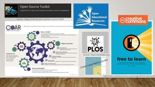 Source: https://www.coar-repositories.org/
https://wiki.creativecommons.org/images/6/67/FreetoLearnG
Source : https://channels.plos.org/open-source-toolkit
Source : https://www.plos.org/
 