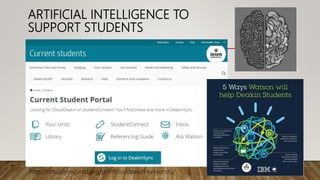 ARTIFICIAL INTELLIGENCE TO
SUPPORT STUDENTS
http://virtuallyinspired.org/portfolio/deakin-university/
 