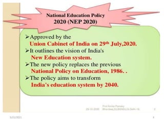 New Education Policy (NEP)-2020 and Digital Library Services | PPT