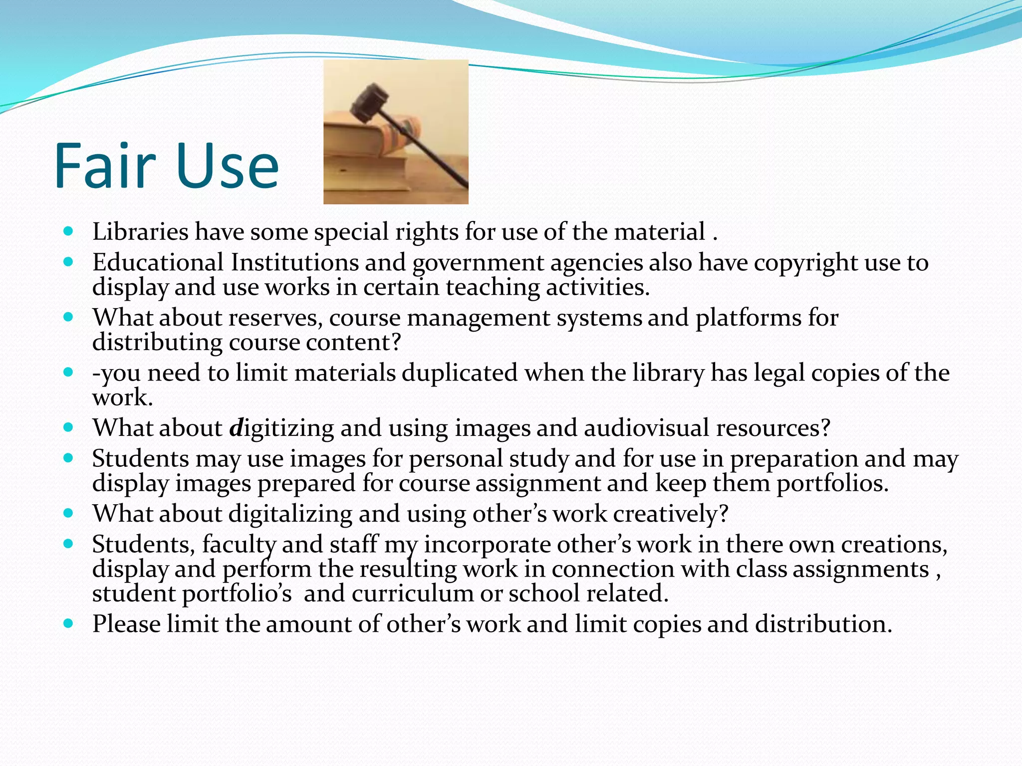 Implied License: An implied license is when an author posts anything on the Internet, he/she should reasonably expect that it can be used as the basis for other works and therefore the author impliedly grants a limited license to use her work. 