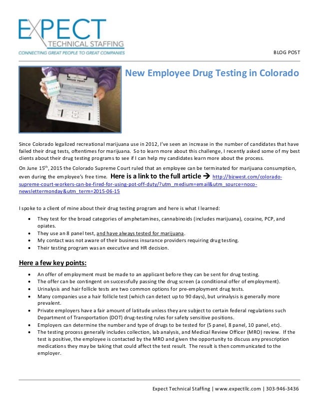 New Employee Drug Testing In Colorado