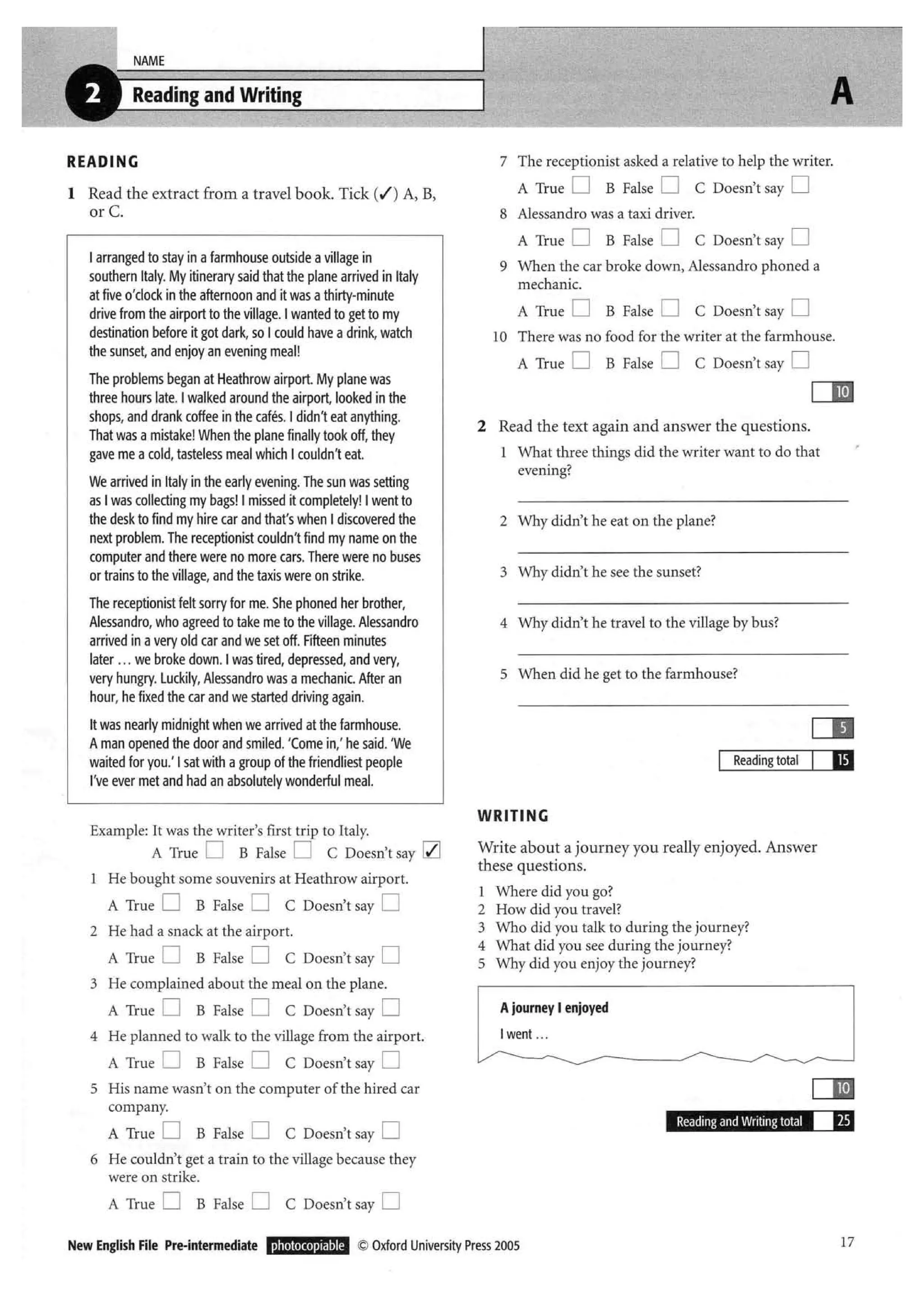 New english file_preintermediate_test_booklet