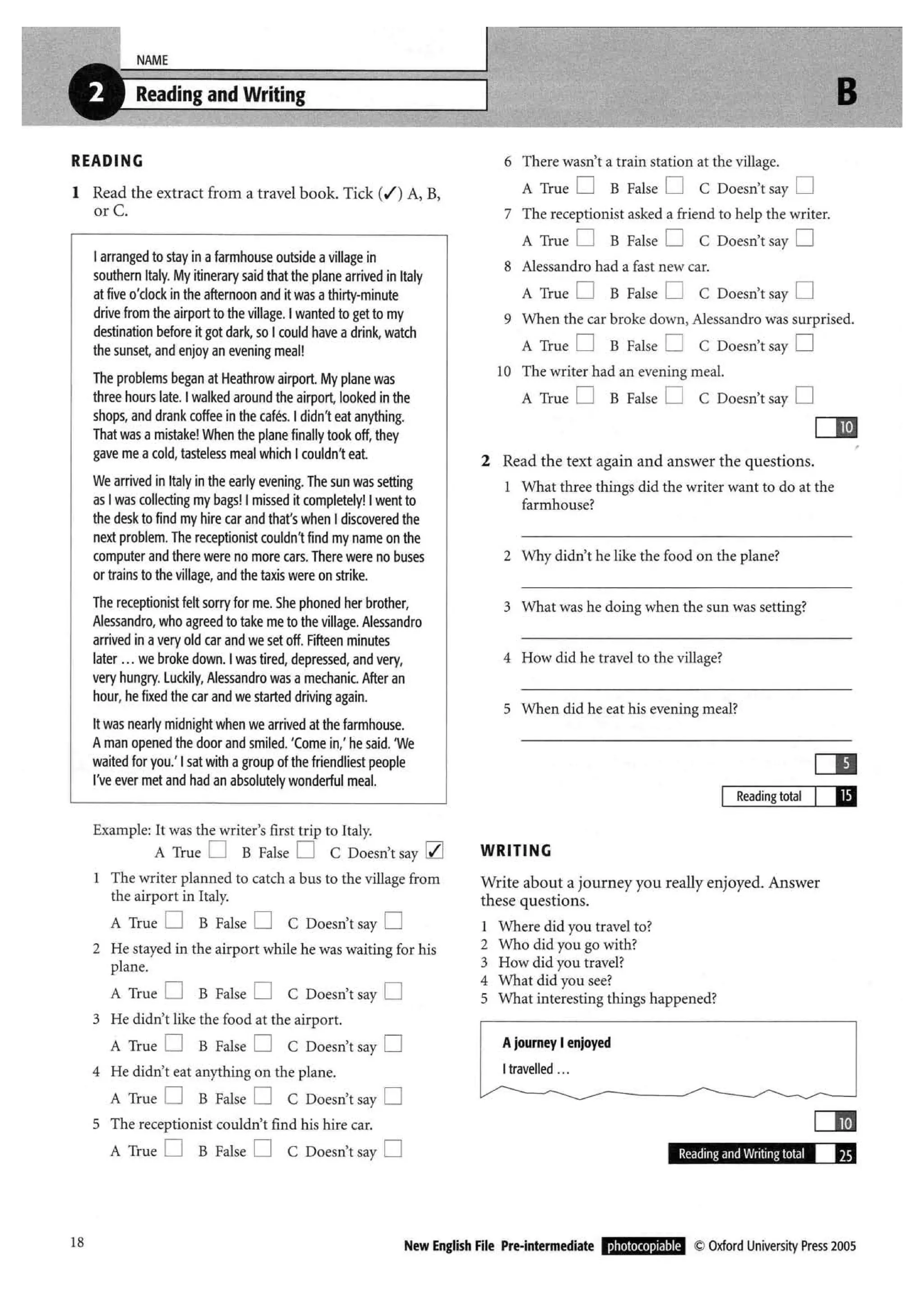 New english file_preintermediate_test_booklet