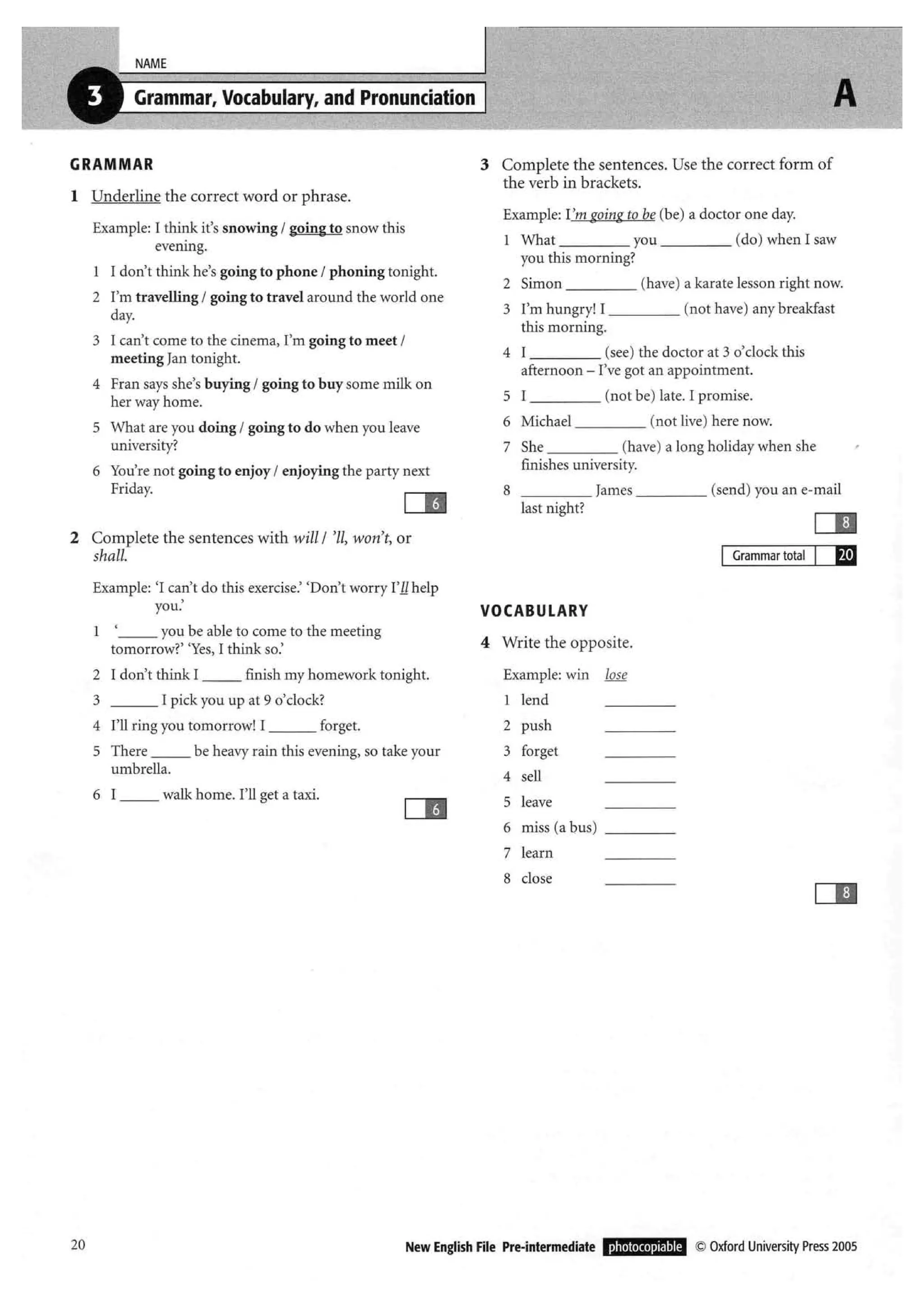 New english file_preintermediate_test_booklet