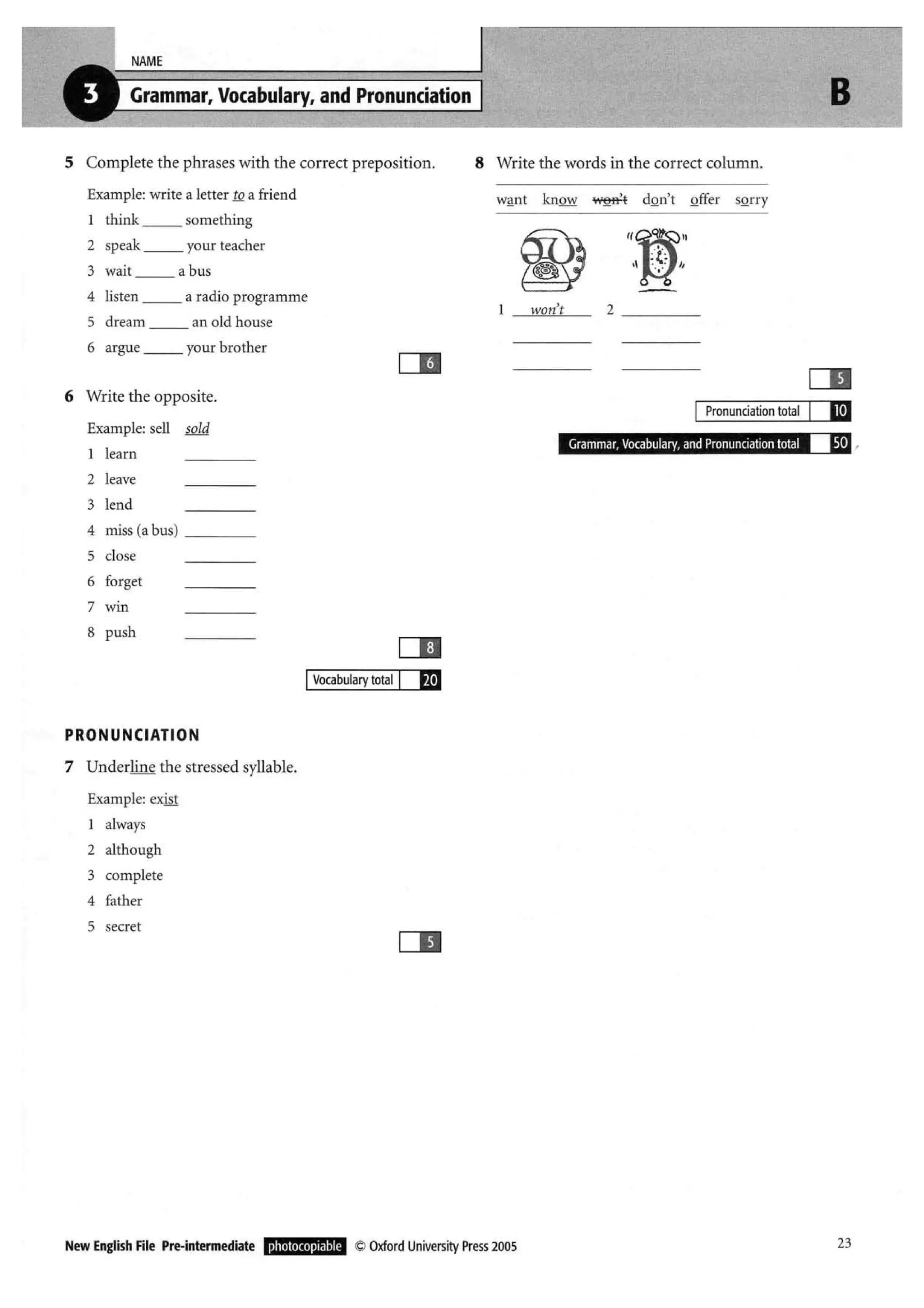 New english file_preintermediate_test_booklet