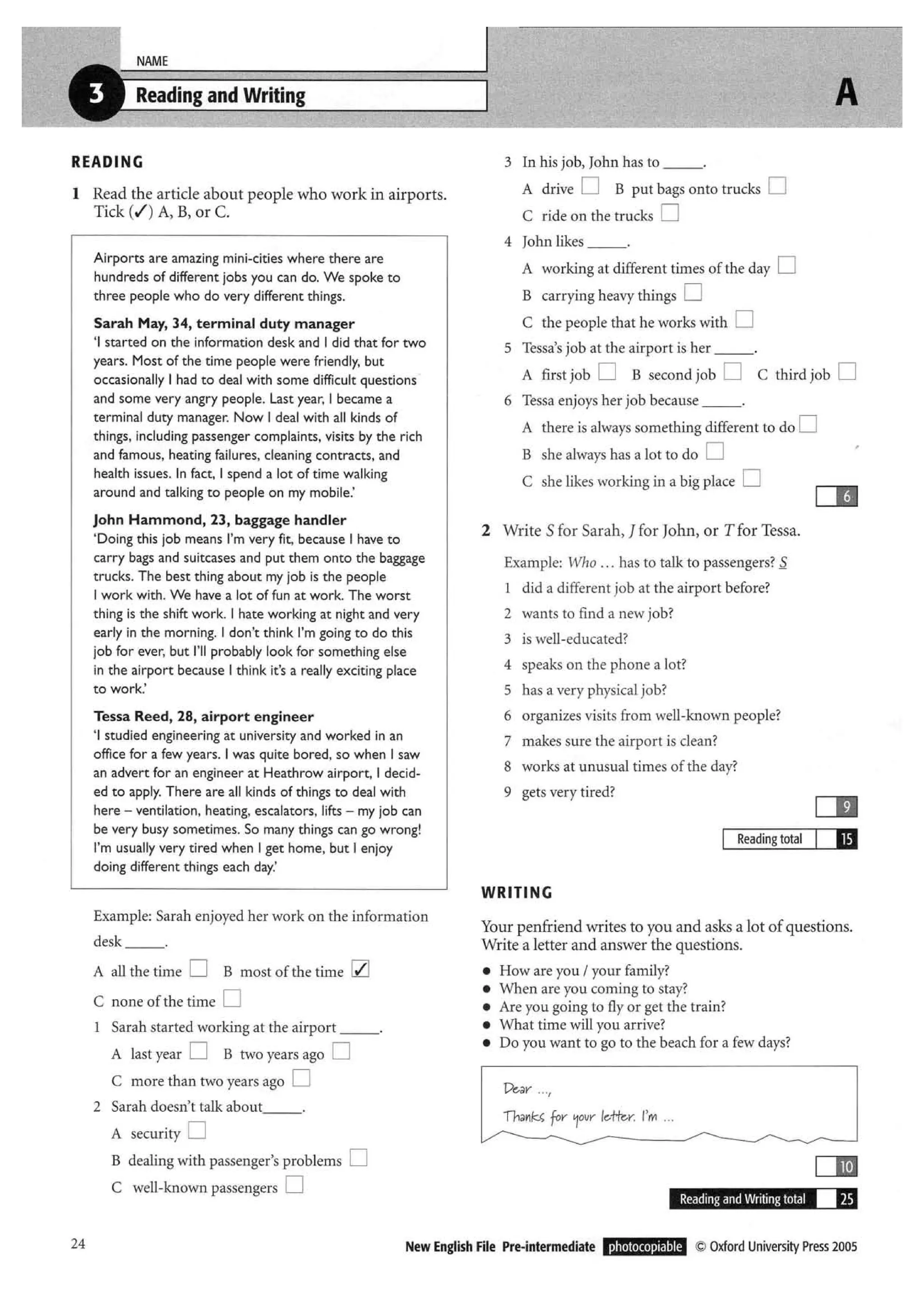 New english file_preintermediate_test_booklet