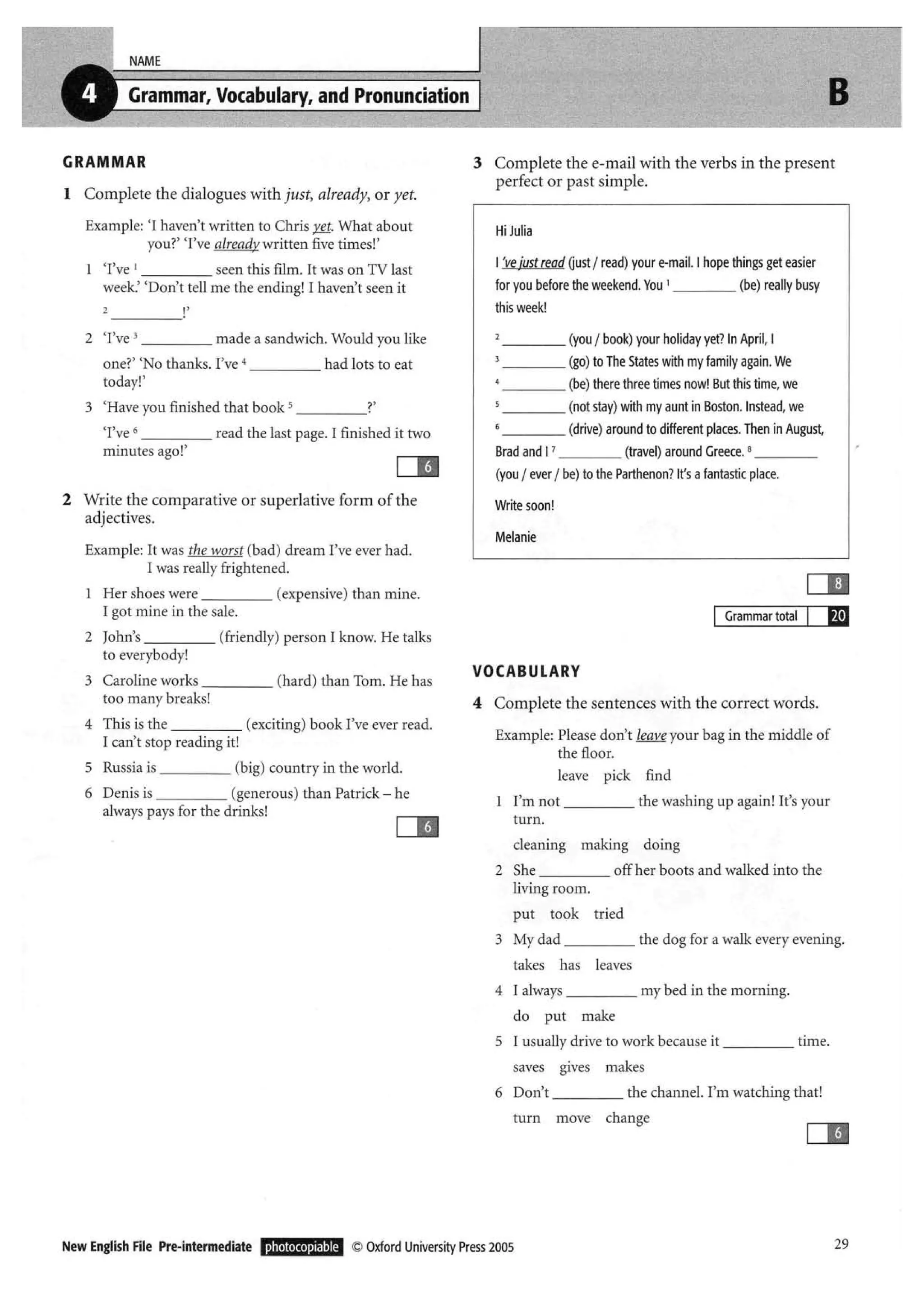 New english file_preintermediate_test_booklet