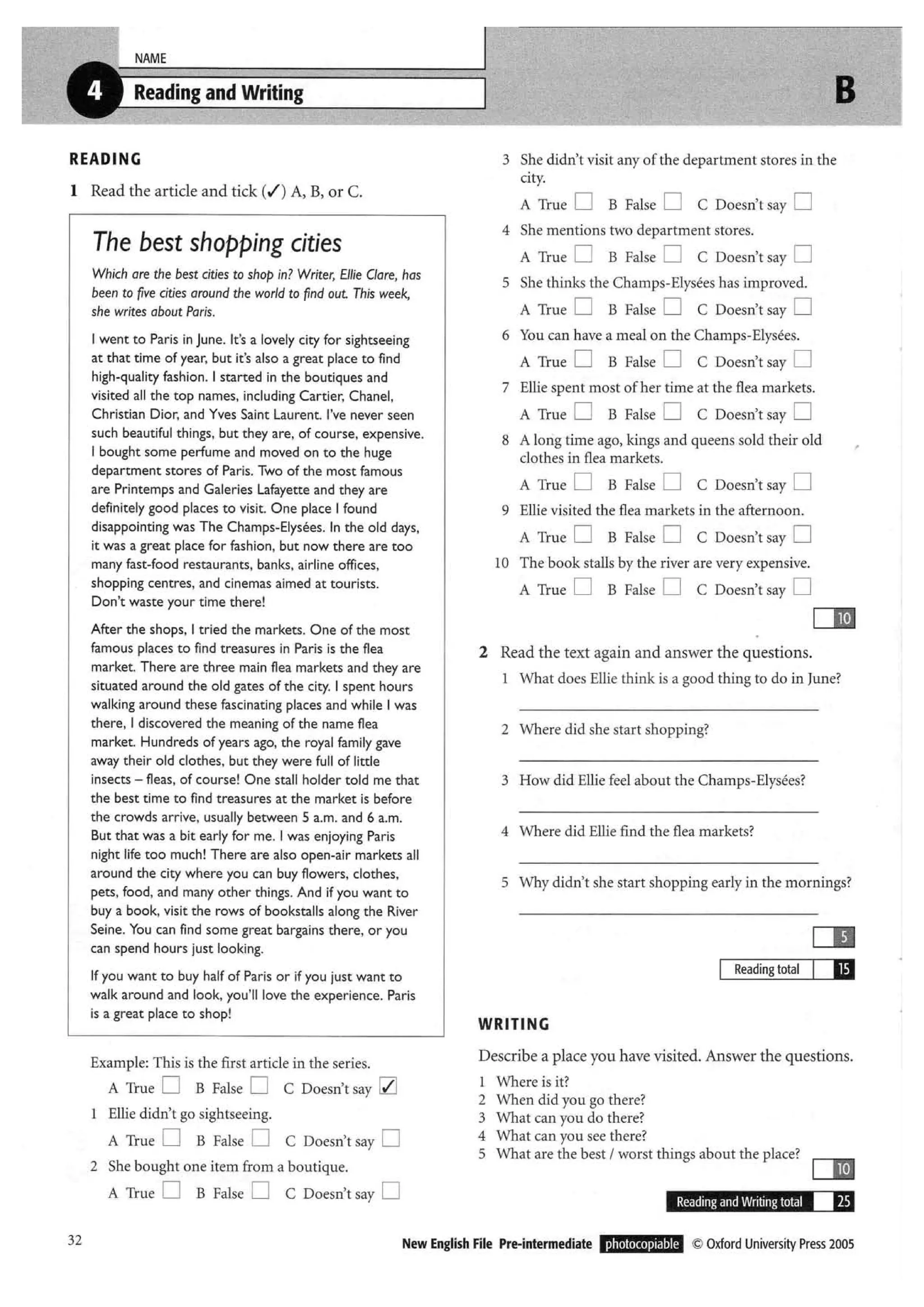 New english file_preintermediate_test_booklet