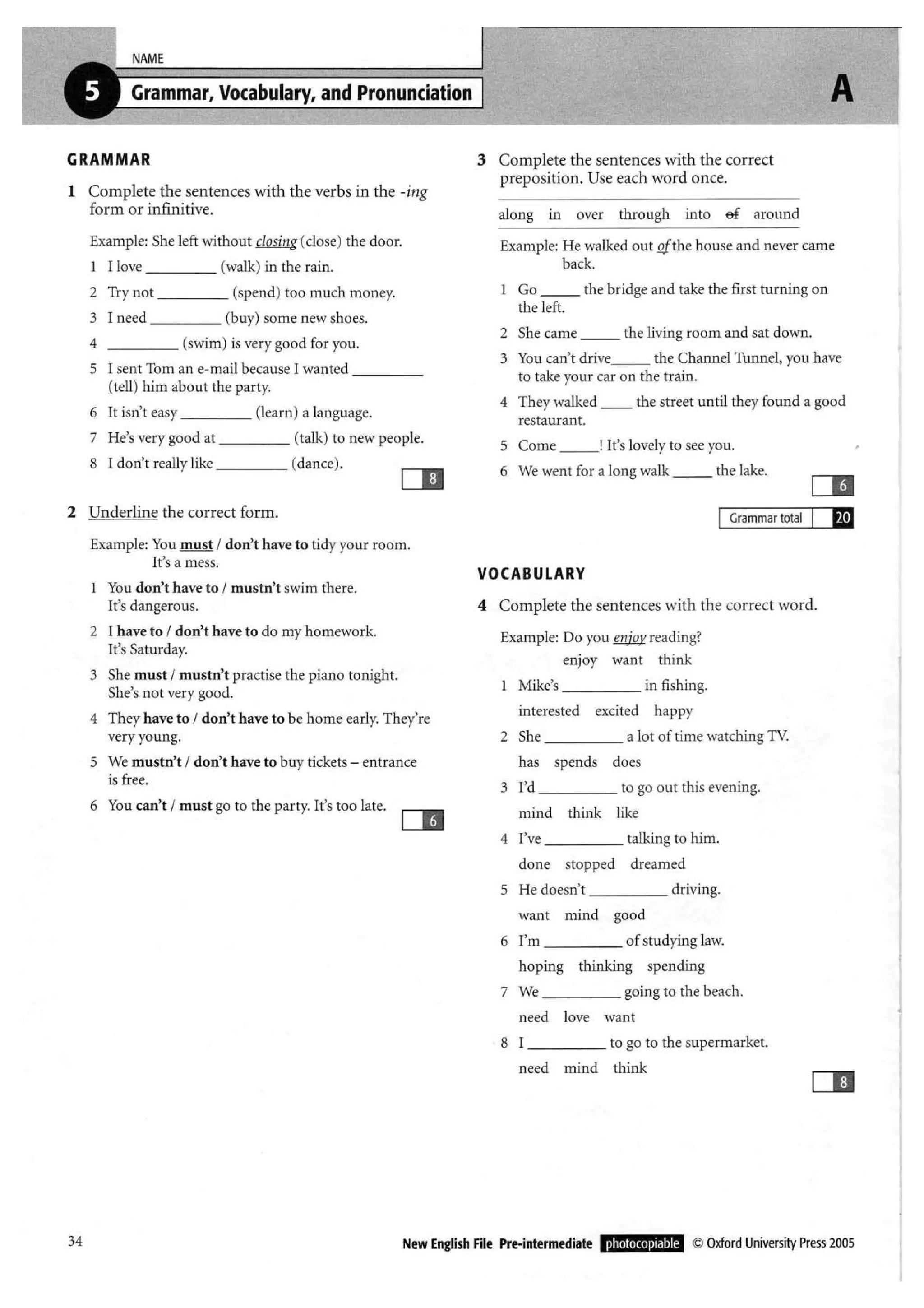 New english file_preintermediate_test_booklet