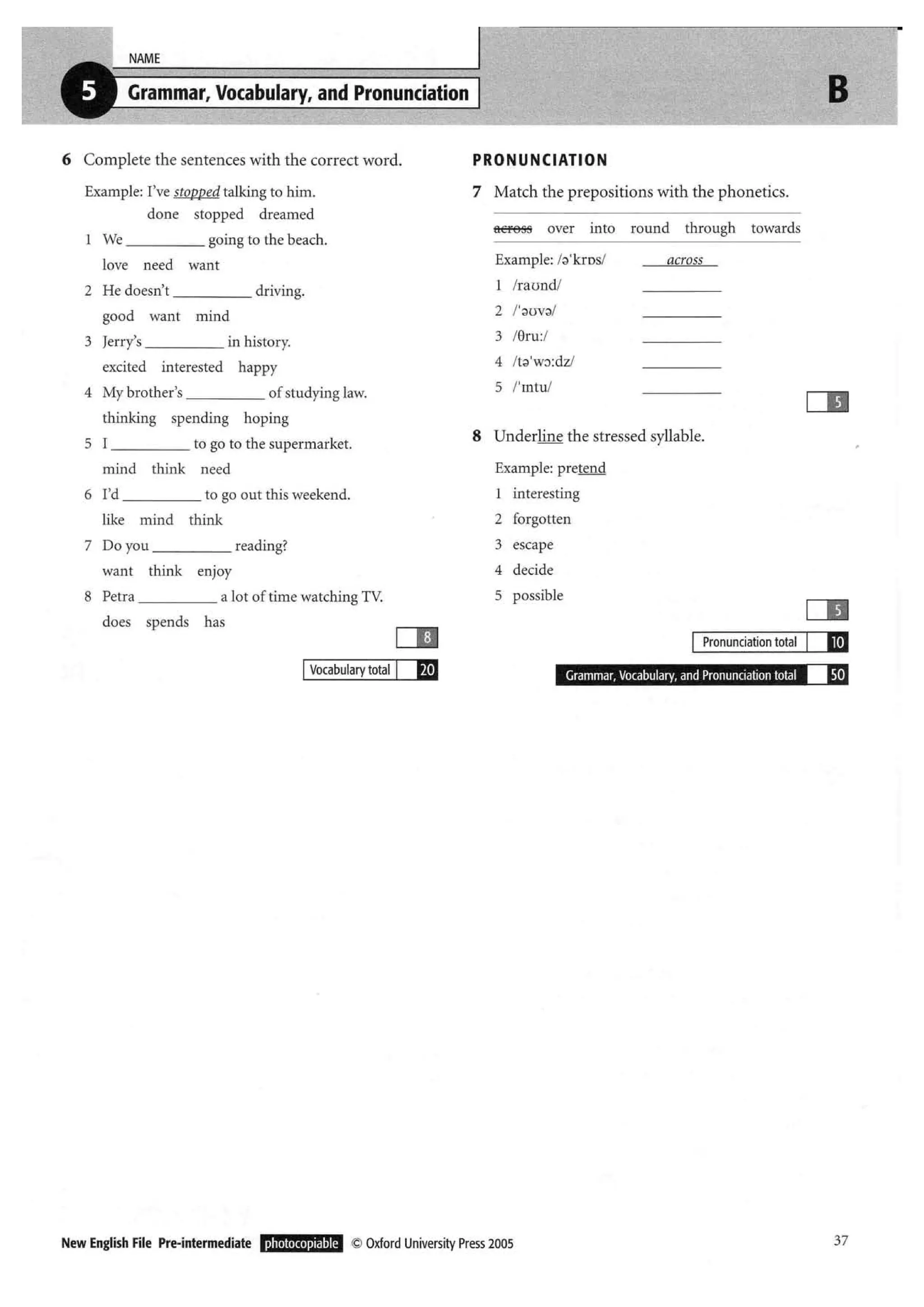 New english file_preintermediate_test_booklet