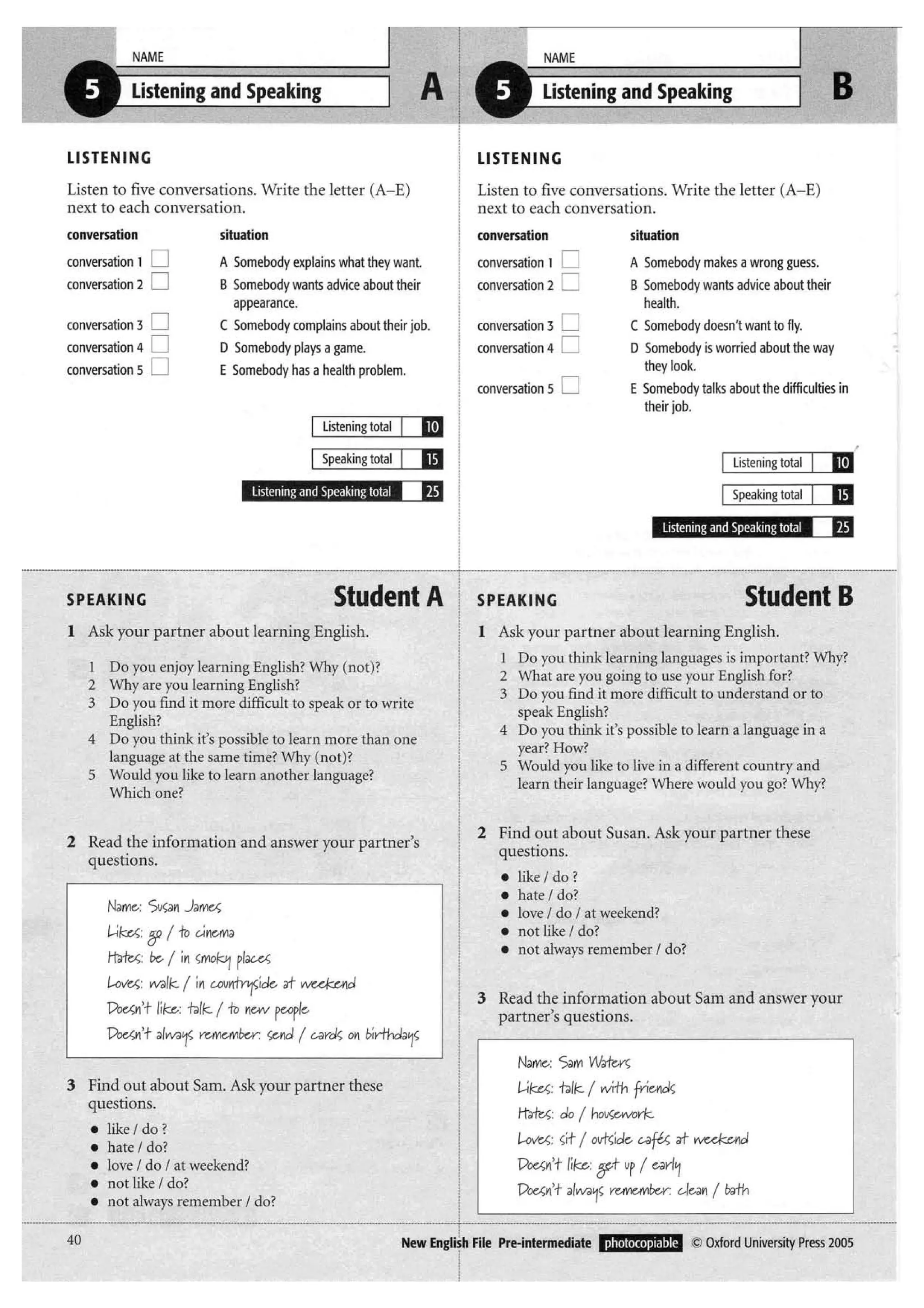 New english file_preintermediate_test_booklet