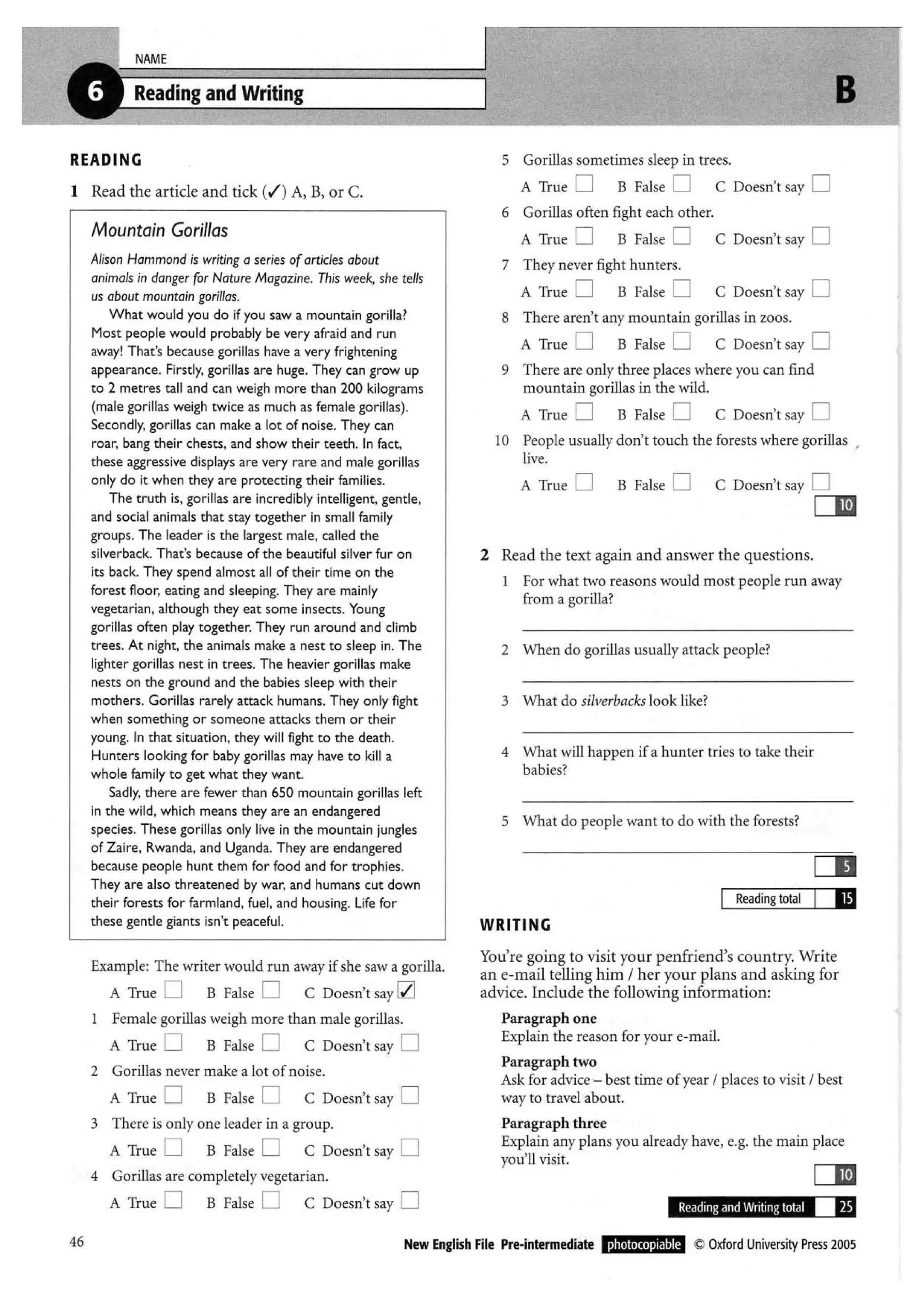 New english file_preintermediate_test_booklet