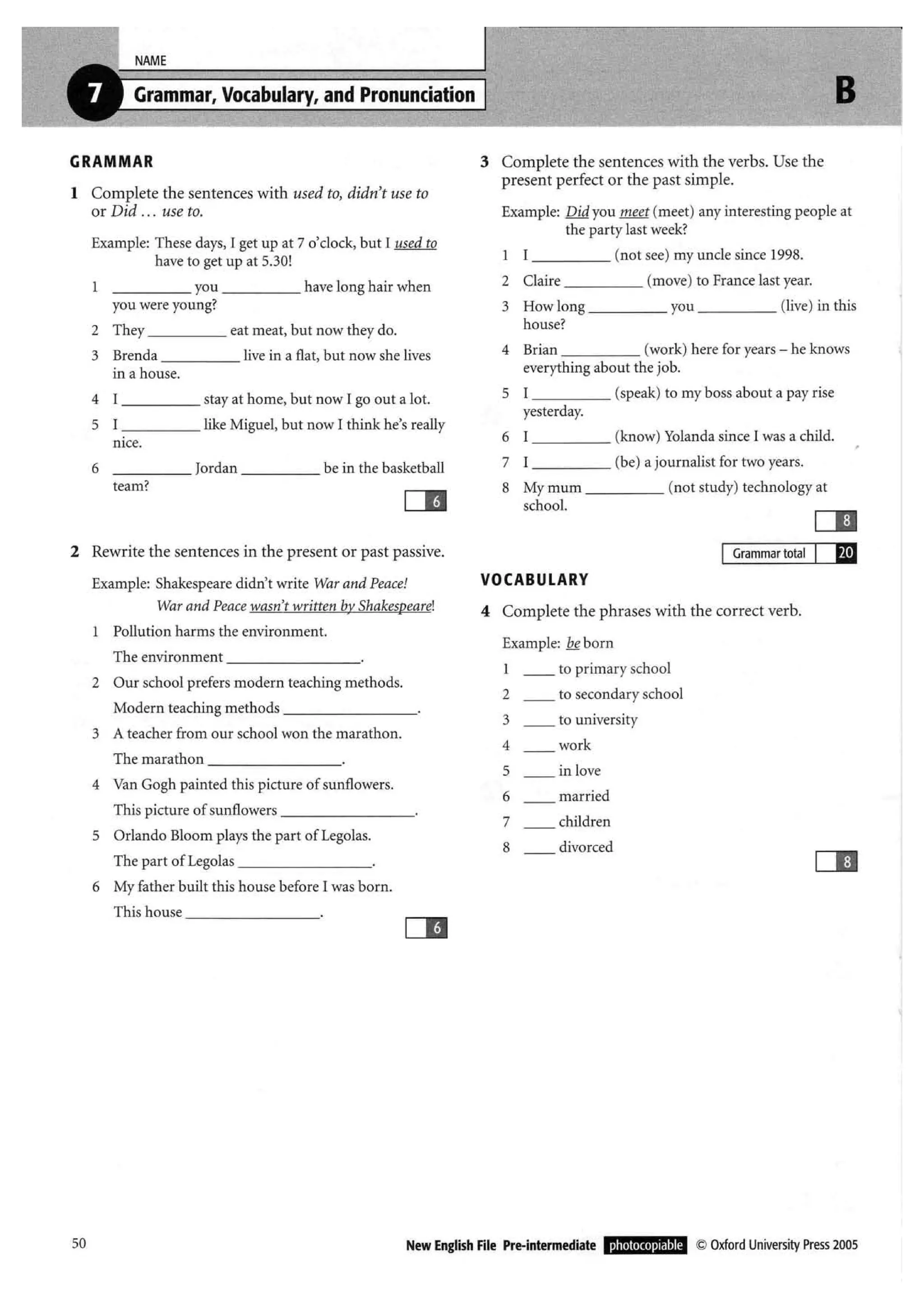 New english file_preintermediate_test_booklet