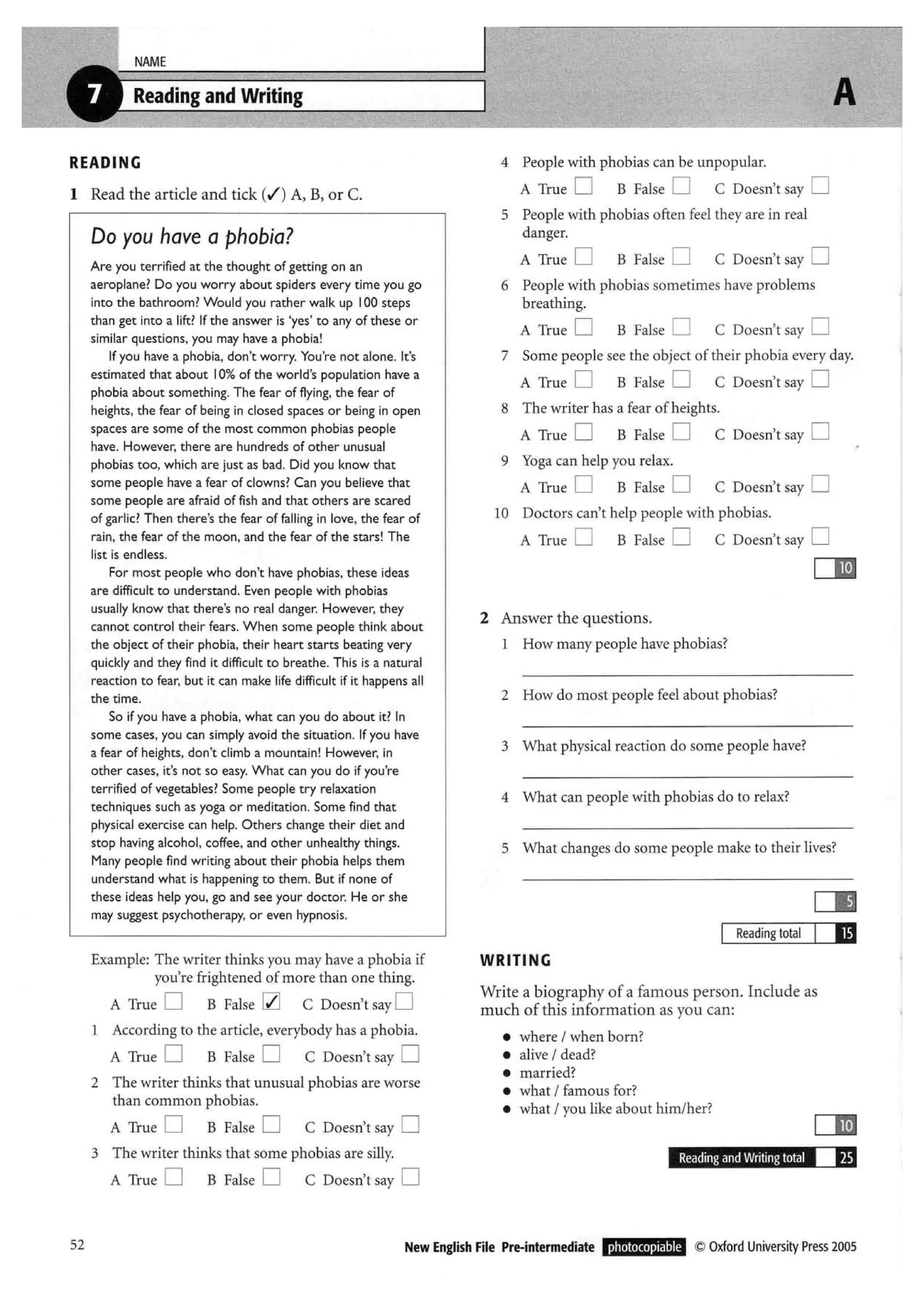 New english file_preintermediate_test_booklet
