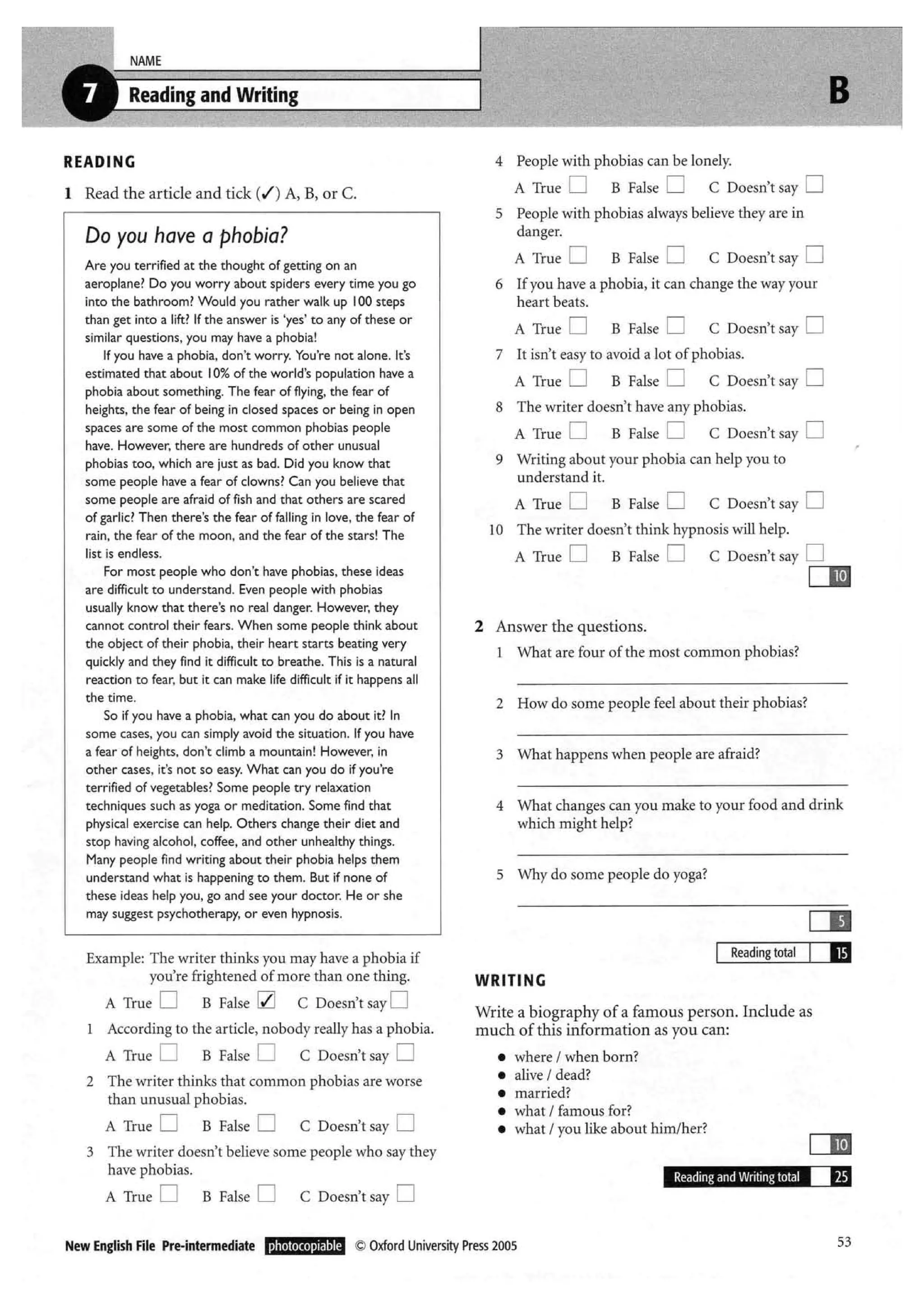 New english file_preintermediate_test_booklet