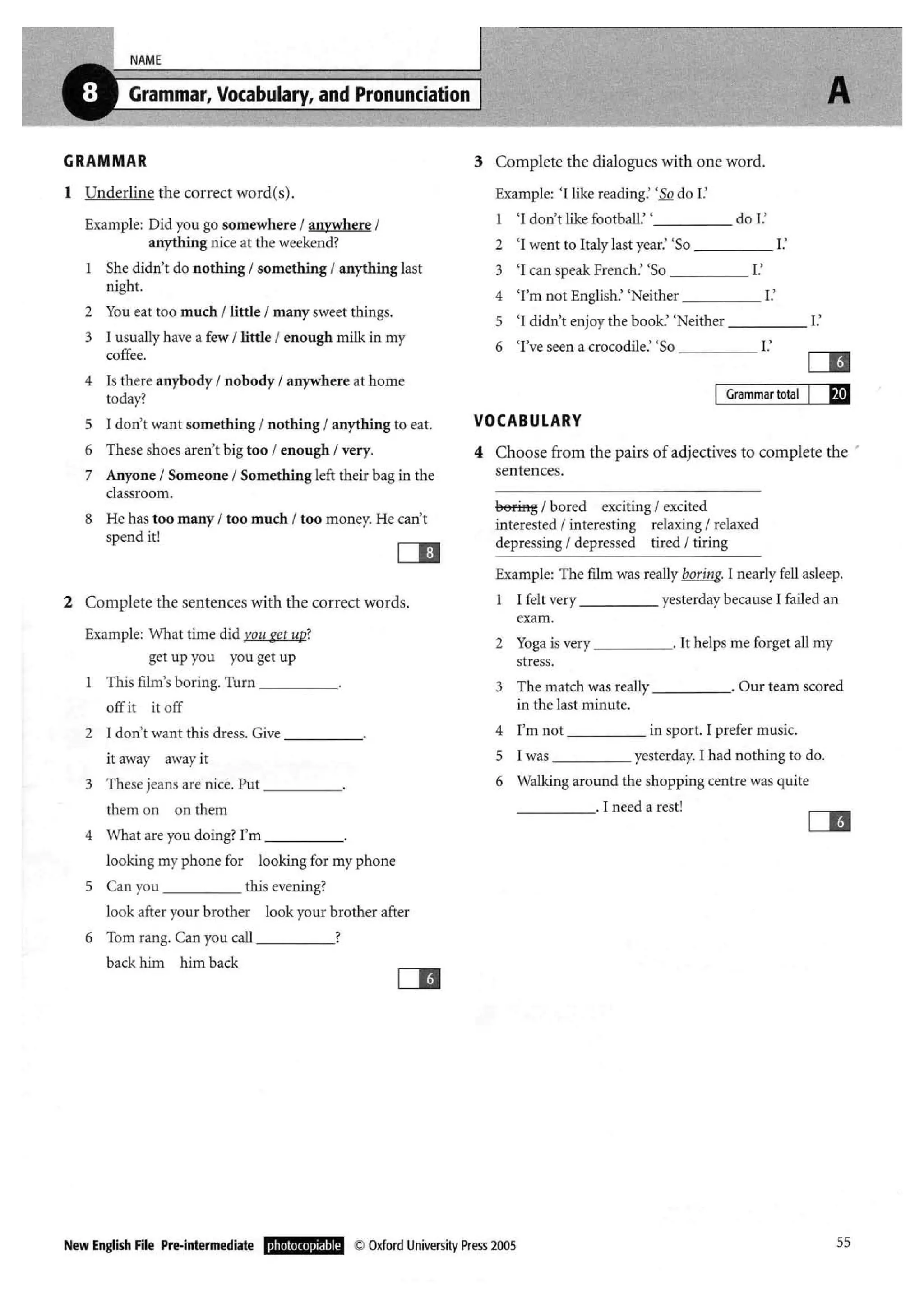 New english file_preintermediate_test_booklet