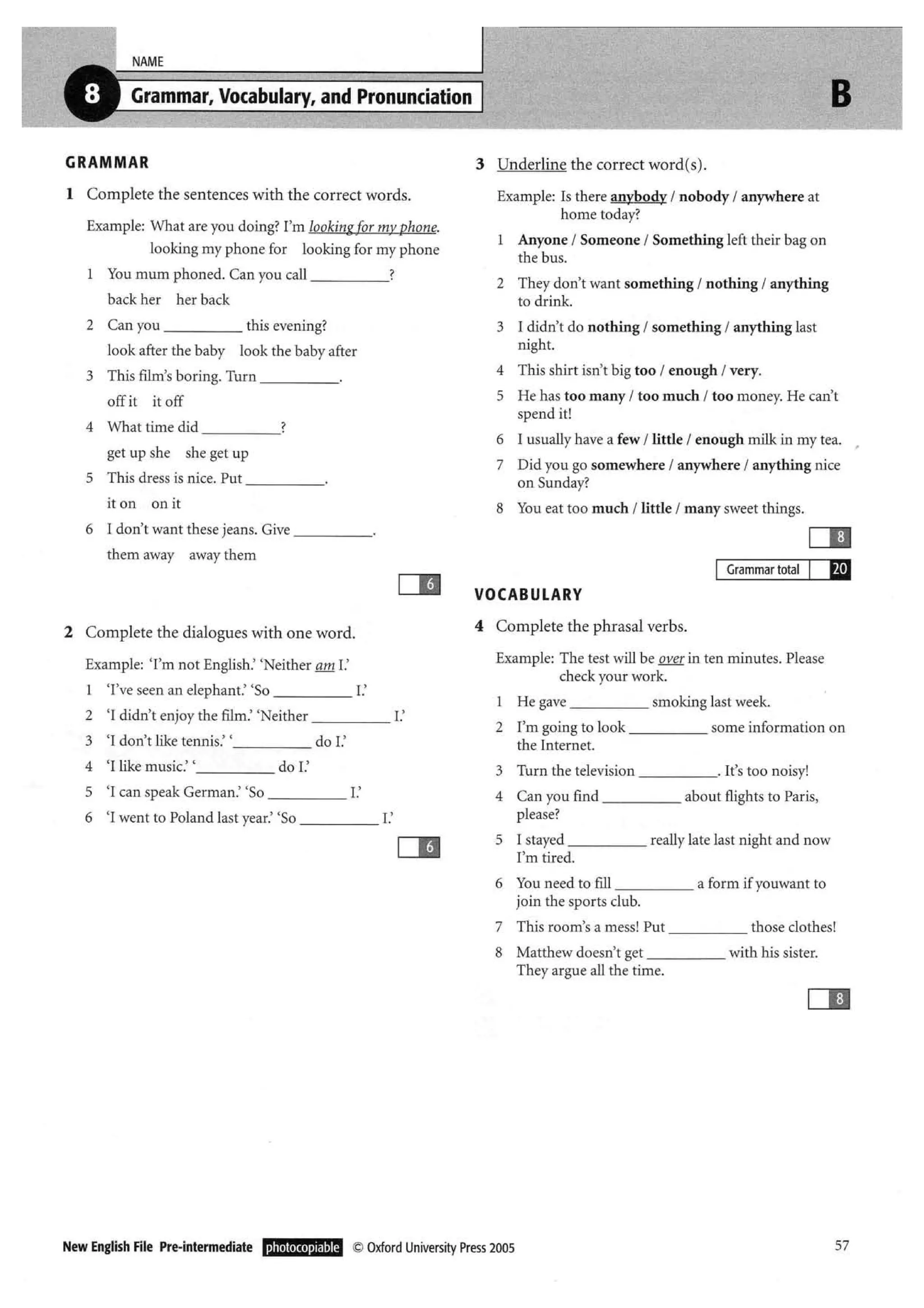 New english file_preintermediate_test_booklet