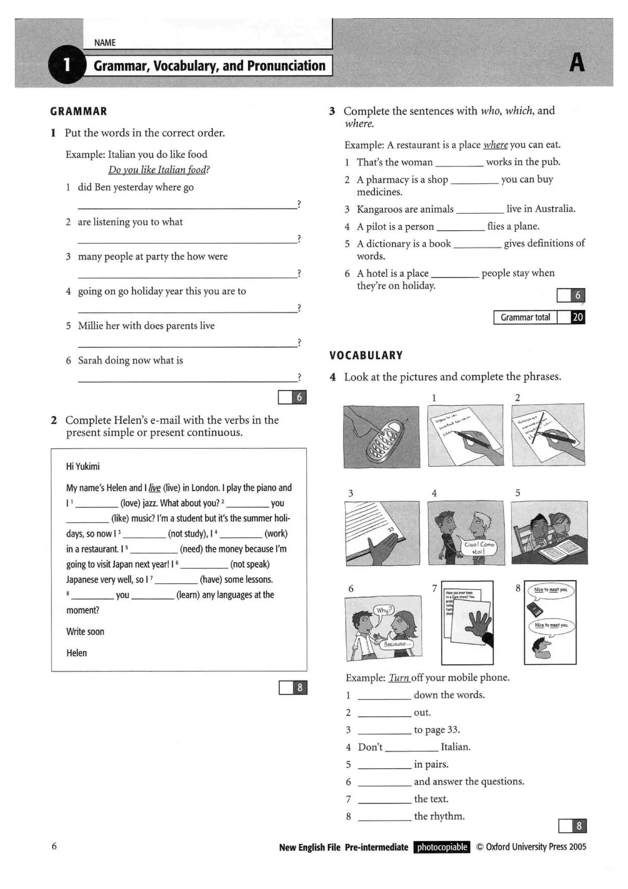 New english file_preintermediate_test_booklet