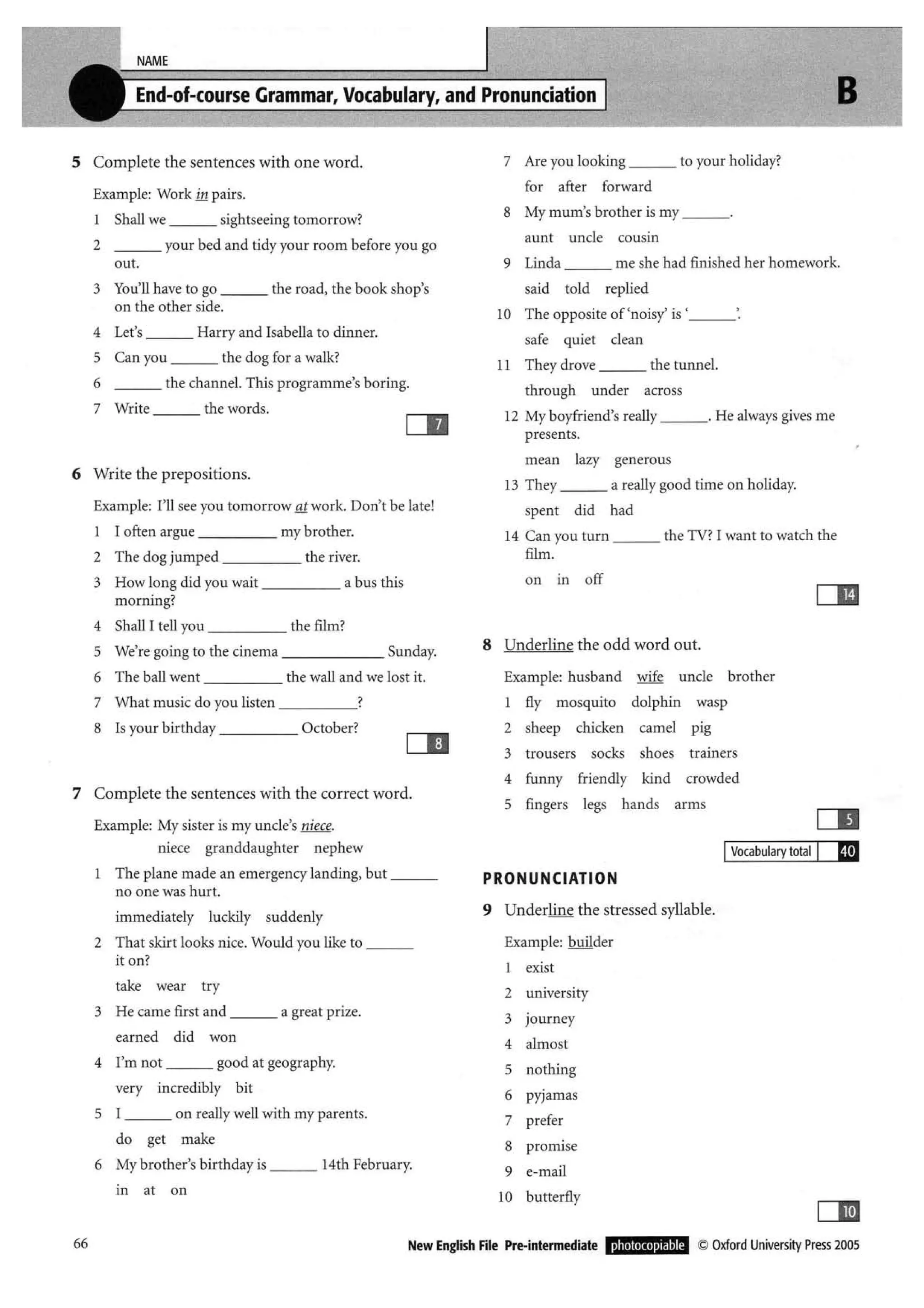 New english file_preintermediate_test_booklet