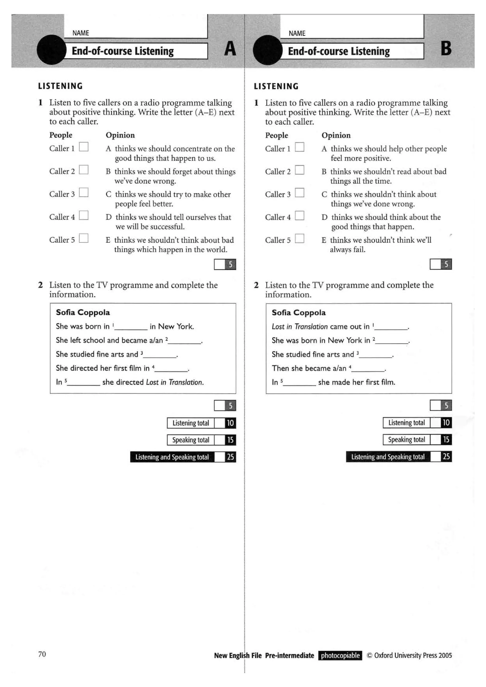 New english file_preintermediate_test_booklet