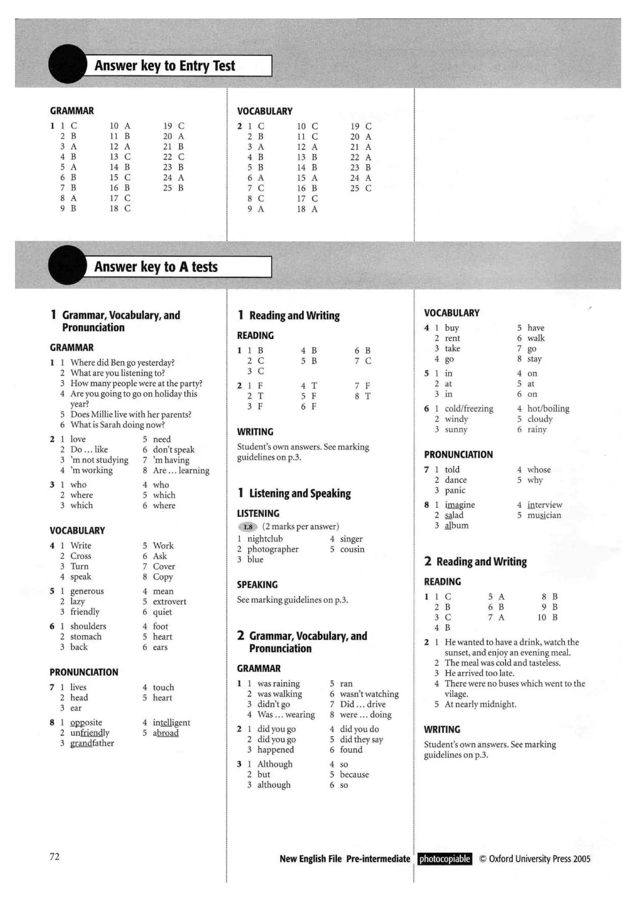 New english file_preintermediate_test_booklet