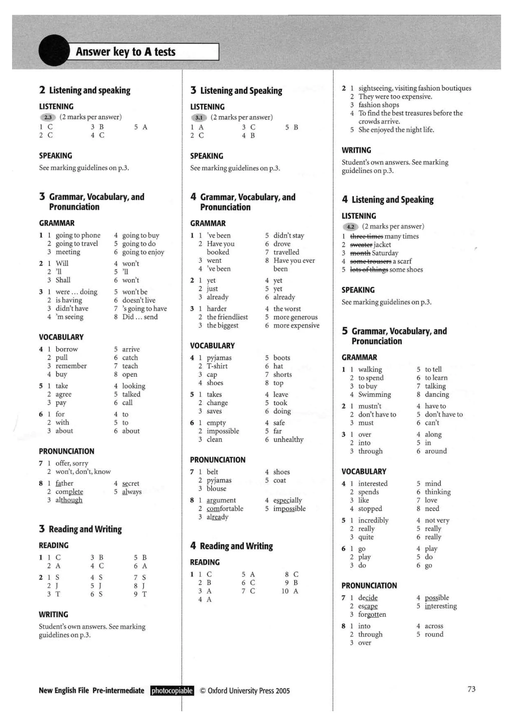New english file_preintermediate_test_booklet