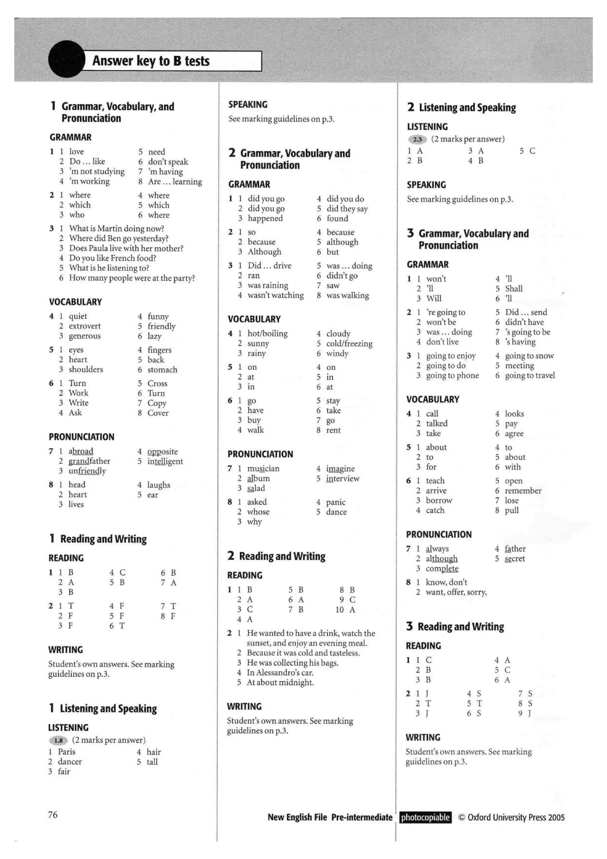 New english file_preintermediate_test_booklet