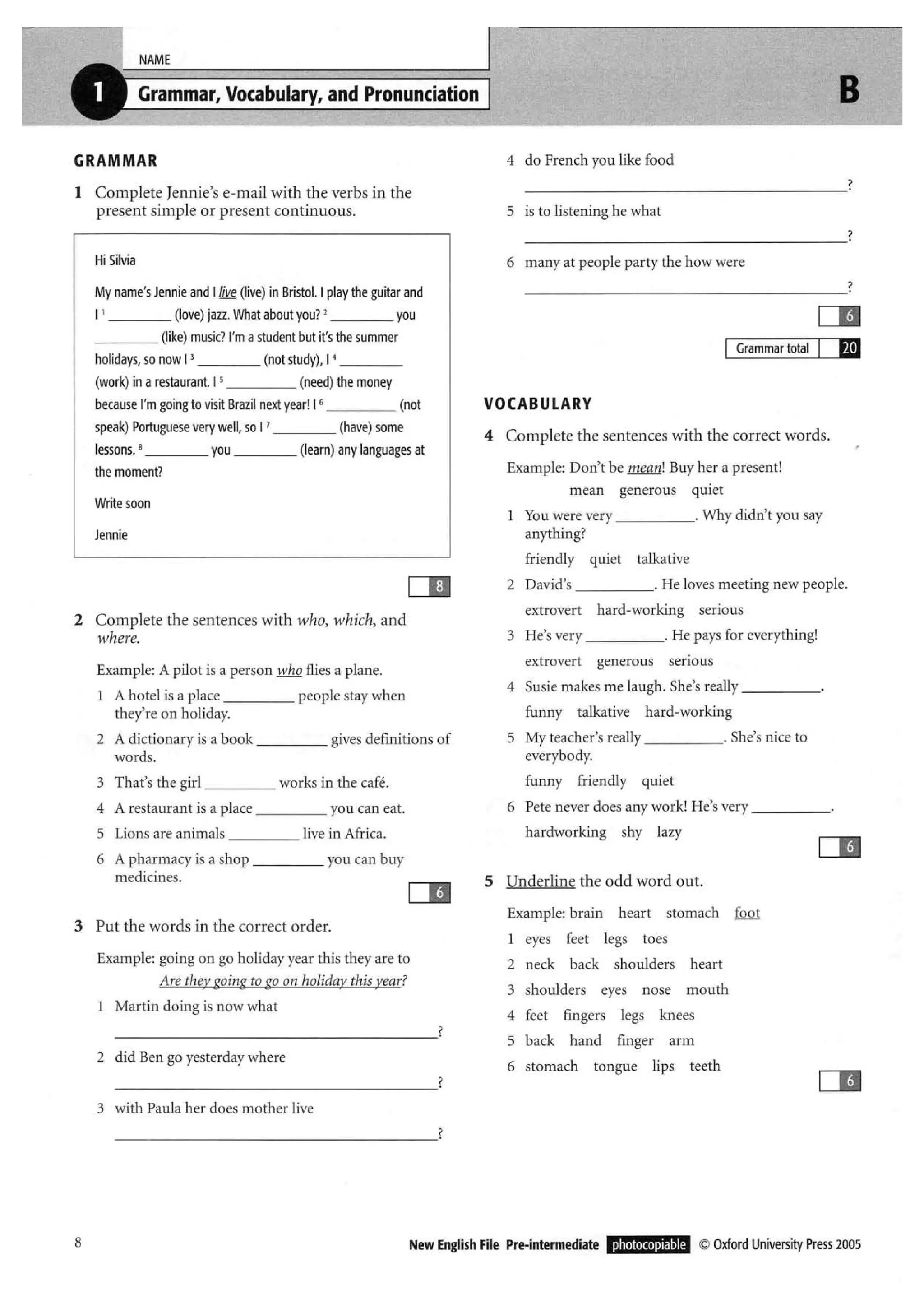 New english file_preintermediate_test_booklet