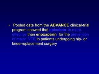 OtamixabanA parenteral direct fXainhibitorHas  a rapid onset of actionproduces a predictable anticoagulant effectHas a short half-life25% of the drug is cleared by the kidneys.These features render otamixaban an attractive candidate to replace heparin in patients with ACSSEPIA-ACS 1(TIMI) 42, a phase II dose-finding study that compared 5 different doses of otamixabanwith the combination of heparin plus eptifibatide in 3241 patients with non–ST-segment elevation ACS
