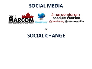 SOCIAL MEDIA


      for


SOCIAL CHANGE
 