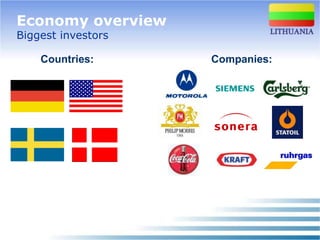 Economy overview
Biggest investors

    Countries:      Companies:
 