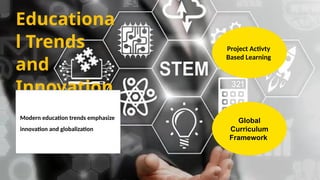 Educationa
l Trends
and
Innovation
s
Modern education trends emphasize
innovation and globalization
Project Activty
Based Learning
Global
Curriculum
Framework
 
