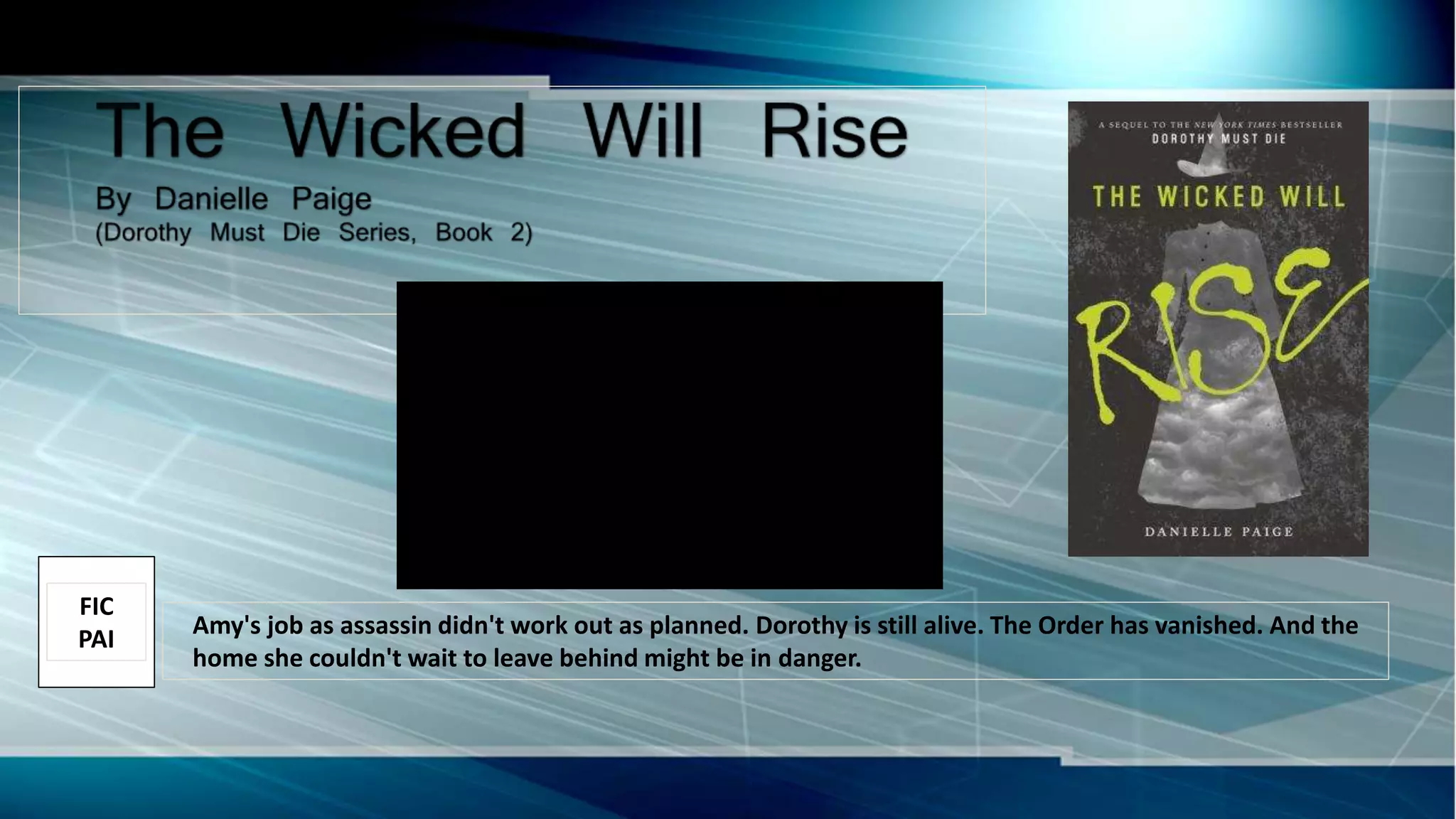 Amy's job as assassin didn't work out as planned. Dorothy is still alive. The Order has vanished. And the
home she couldn't wait to leave behind might be in danger.
FIC
PAI
 
